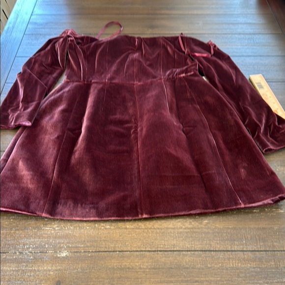 Anthropologie Velvet Off-Shoulder Mini Dress - Mauve - Picture 13 of 13